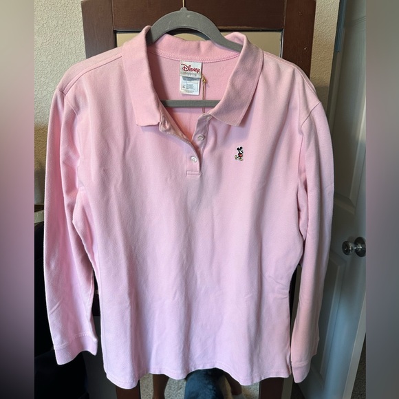 Disney Tops - NWOT vintage Disney Mickey long sleeve pink polo shirt
